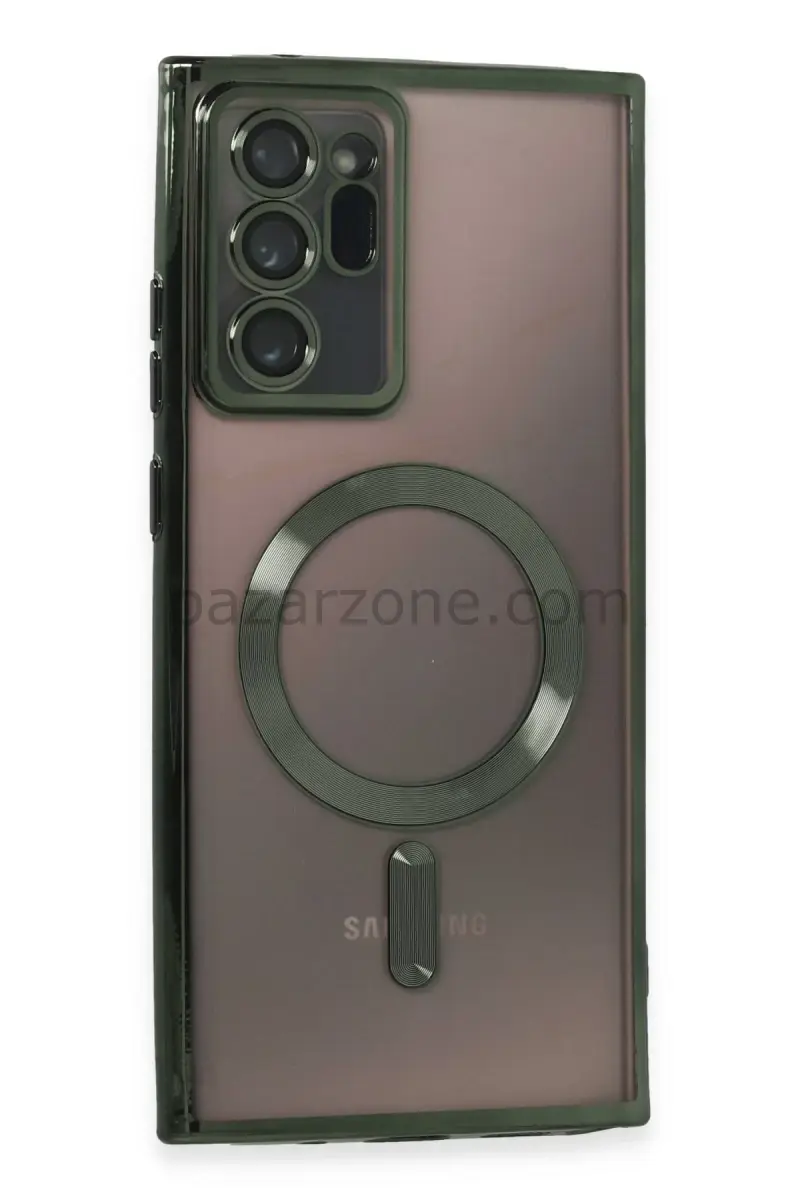 Newface Samsung Galaxy Note 20 Ultra Kılıf Kross Magneticsafe Kapak - Koyu Yeşil