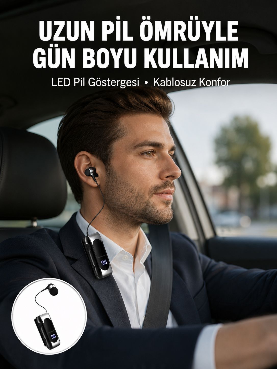 Bluetooth 5.2 Klipsli Kablosuz Kulaklık – Dijital Ekran & Titreşimli Uyarı Yeni Nesil