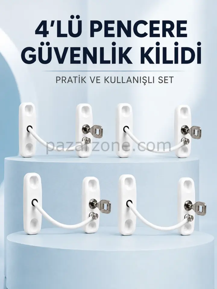 Pencere ve Kapılar İçin Anahtarlı Güvenlik Kilidi 4’lü Set