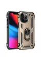 Newface Apple iPhone 14 Pro Kılıf Sofya Yüzüklü Silikon Kapak - Gold