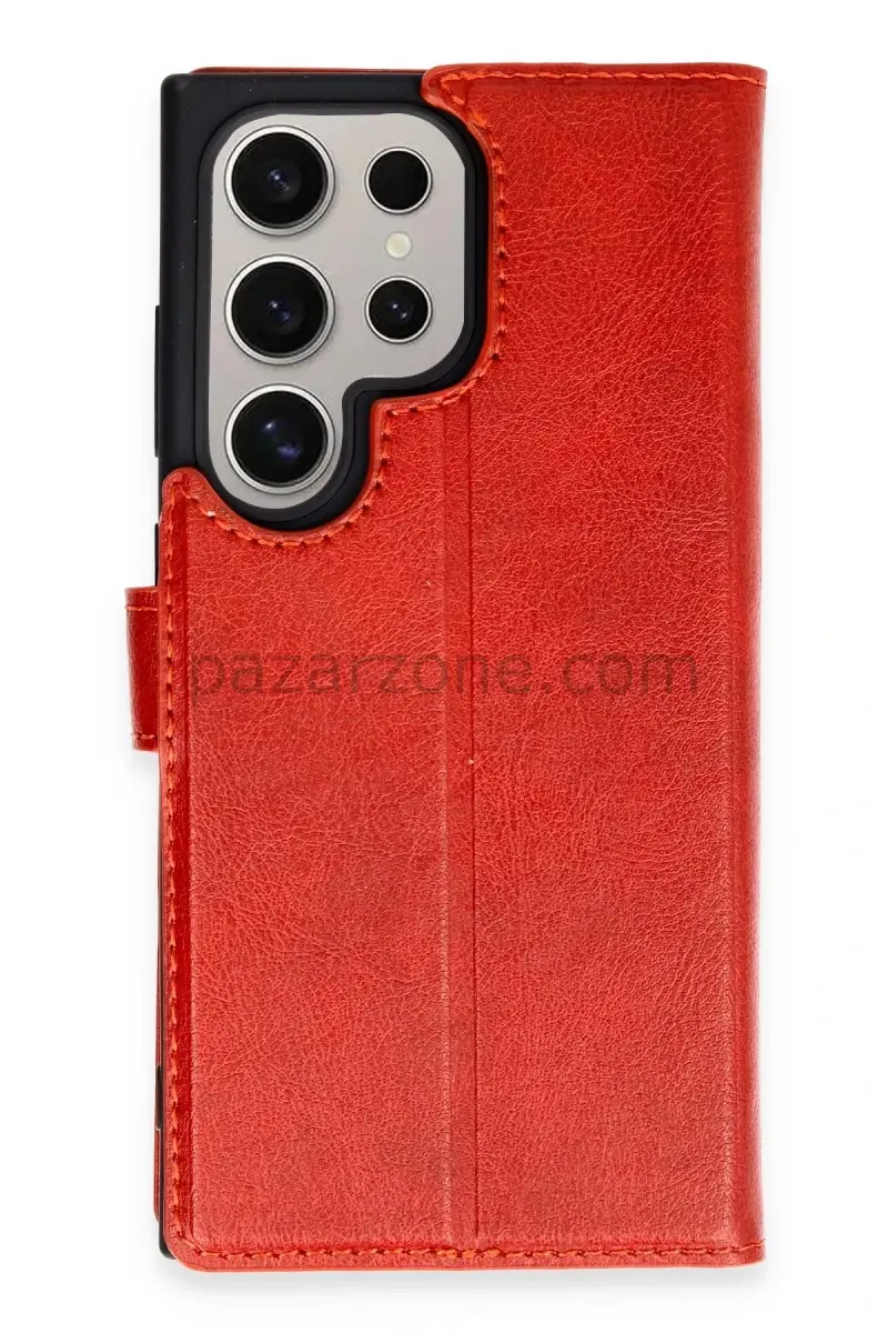 Newface Samsung Galaxy S24 Ultra Kılıf Trend S Plus Kapaklı Kılıf - Kırmızı