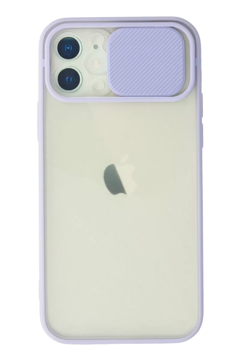 Newface Apple iPhone 12 Kılıf Palm Buzlu Kamera Sürgülü Silikon - Lila
