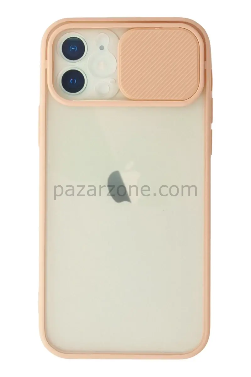 Newface Apple iPhone 12 Kılıf Palm Buzlu Kamera Sürgülü Silikon - Pembe
