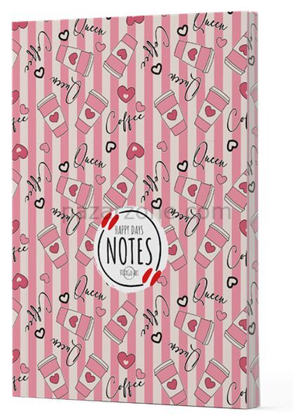 Kahve 8 - Yan Boyamalı Çizgili Defter