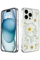 Newface Apple iPhone 14 Pro Max Kılıf Daisy Simli Magsafe Kapak - Gümüş