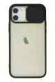 Newface Apple iPhone 12 Kılıf Palm Buzlu Kamera Sürgülü Silikon - Siyah