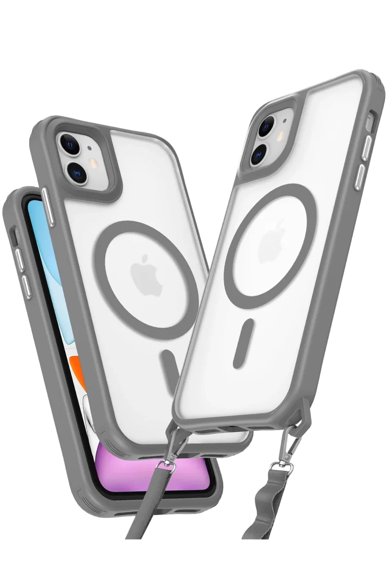 Newface Apple iPhone 12 Kılıf Enka Magsafe Silikon Kılıf - Titan Gri