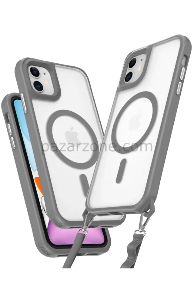 Newface Apple iPhone 12 Kılıf Enka Magsafe Silikon Kılıf - Titan Gri