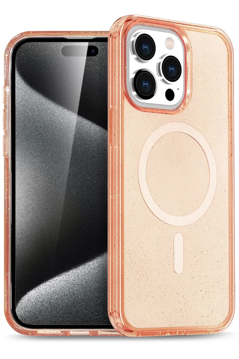 Newface Apple iPhone 14 Pro Kılıf Star Magsafe Kapak - Turuncu