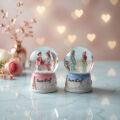 Love Story Mini Kar Küresi - Işıklı - 7x4 cm - Pilli Romantik Hediye