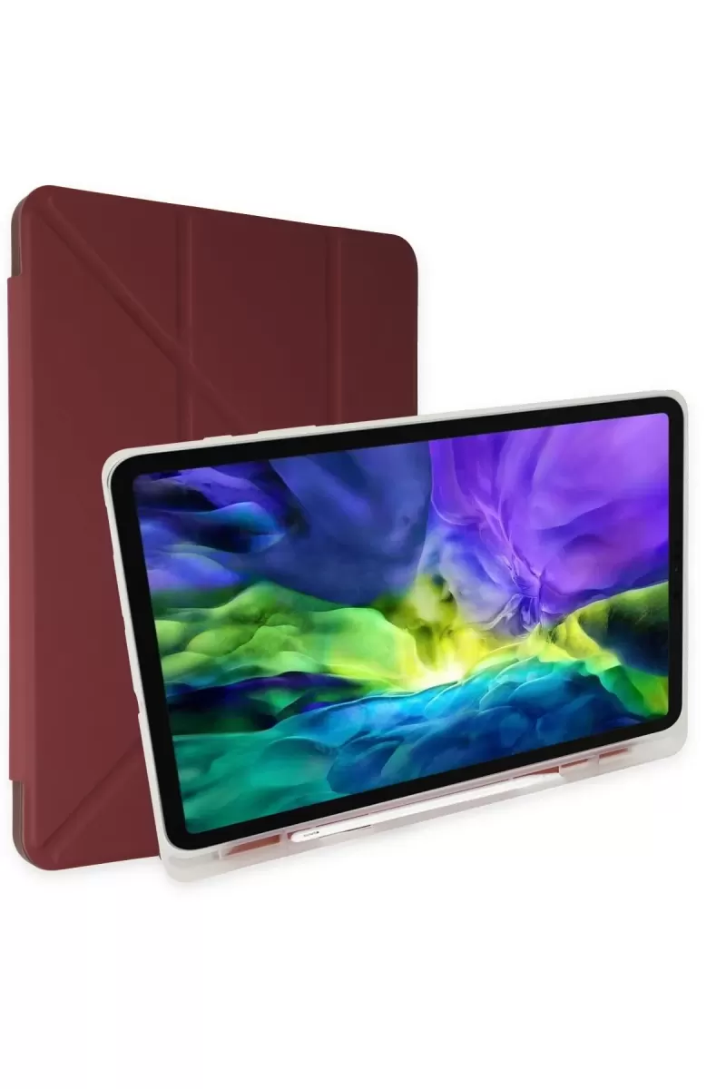 Newface Apple iPad 9.7 (2018) Kılıf Kalemlikli Mars Tablet Kılıfı - Mürdüm