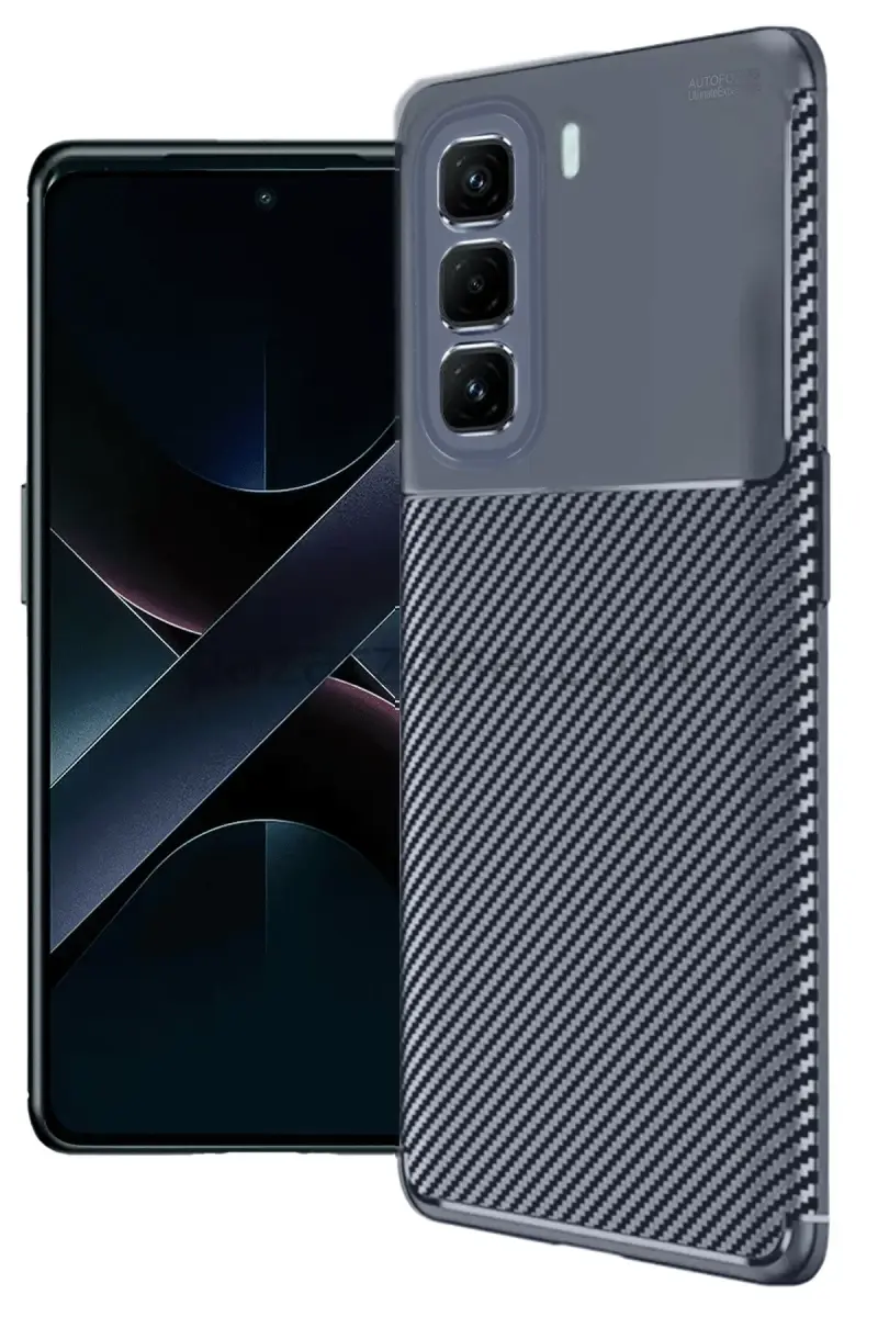 Newface İnfinix Hot 50 4G Kılıf Auto Focus Karbon Kapak - Lacivert