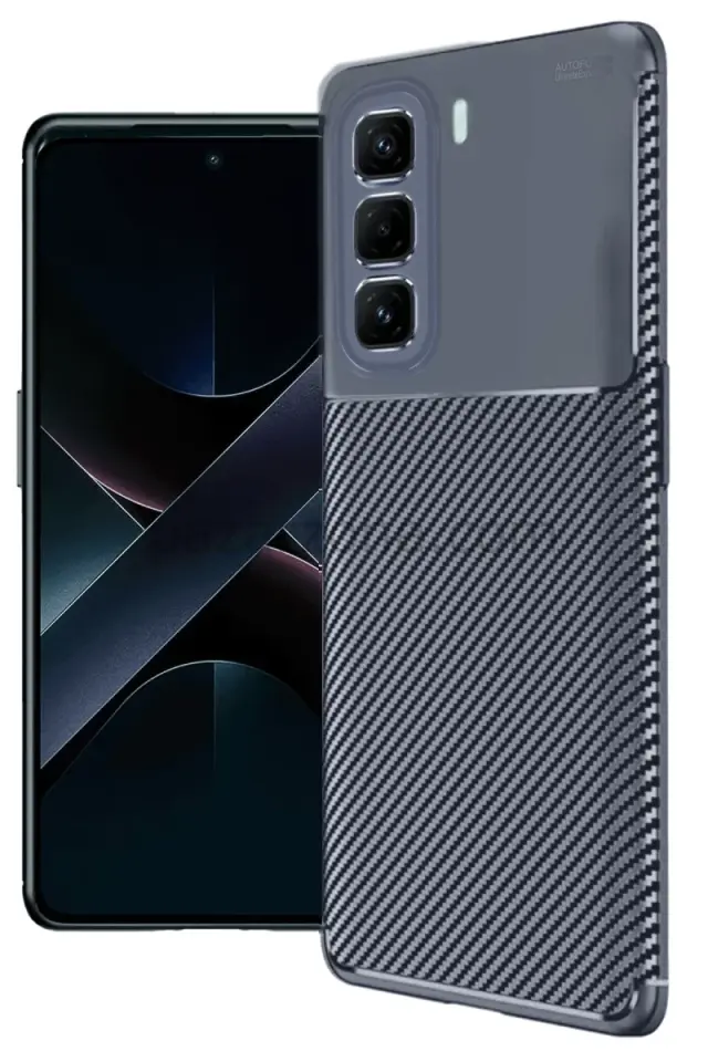 Newface İnfinix Hot 50 4G Kılıf Auto Focus Karbon Kapak - Lacivert