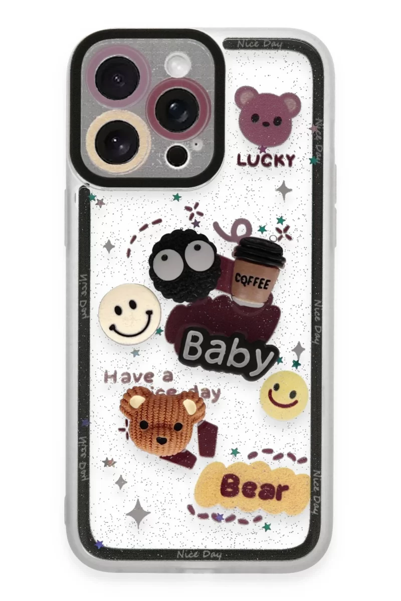 Newface Apple iPhone 14 Pro Kılıf Sweet Desenli Silikon Kapak - Sarı