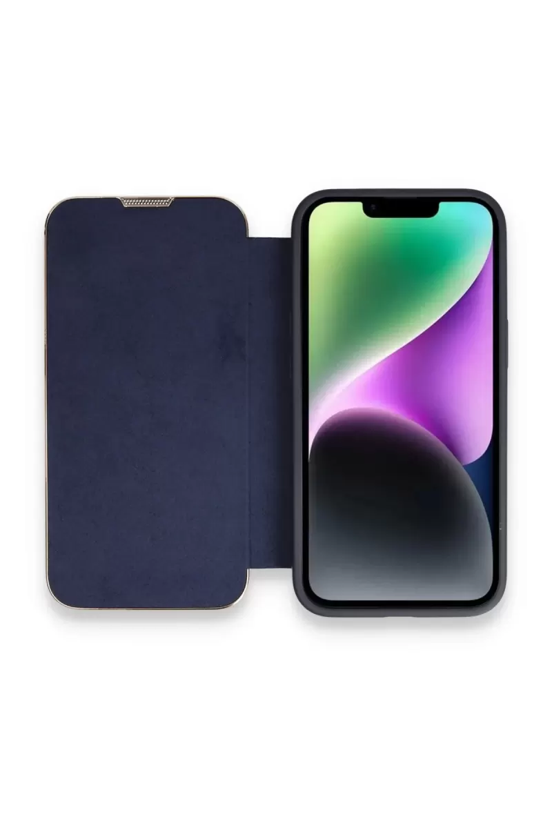 Newface Apple iPhone 14 Pro Max Kılıf Dolpin Kapaklı - Lacivert