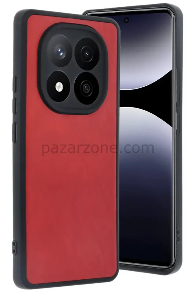 Newface Xiaomi Redmi Note 14 Pro 4G Kılıf Aras Deri Kapak - Kırmızı