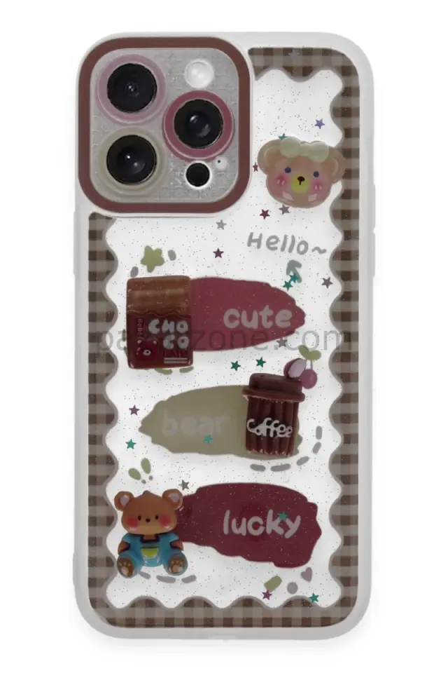 Newface Apple iPhone 14 Pro Kılıf Sweet Desenli Silikon Kapak - Şeffaf