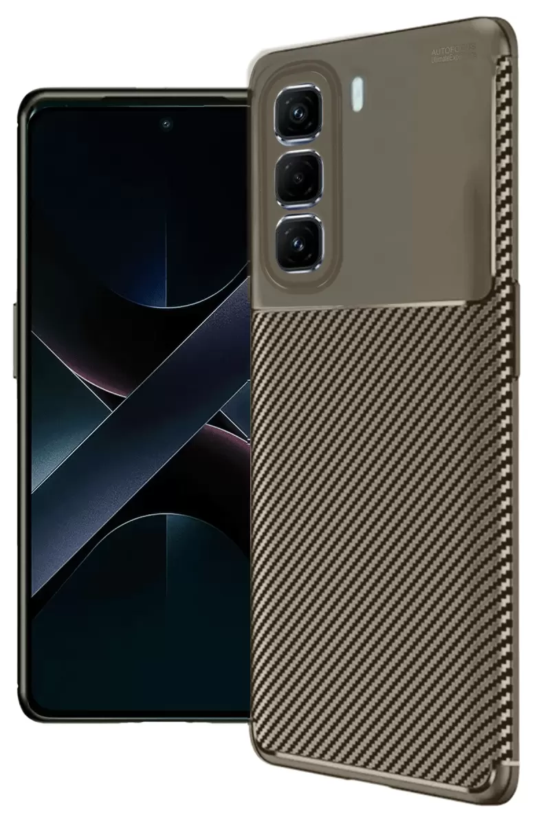Newface İnfinix Hot 50 Pro Plus 4G Auto Focus Karbon Kapak - Kahverengi