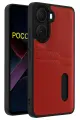 Newface Xiaomi Poco X7 Pro Kılıf Sara Kartvizitli Deri Kılıf - Kırmızı