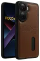 Newface Xiaomi Poco X7 Pro Kılıf Sara Kartvizitli Deri Kılıf - Taba