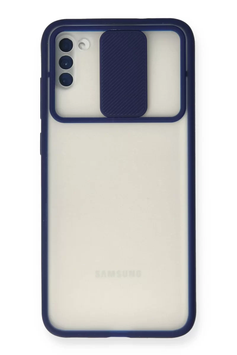 Newface Samsung Galaxy A11 Kılıf Palm Buzlu Kamera Sürgülü Silikon - Lacivert