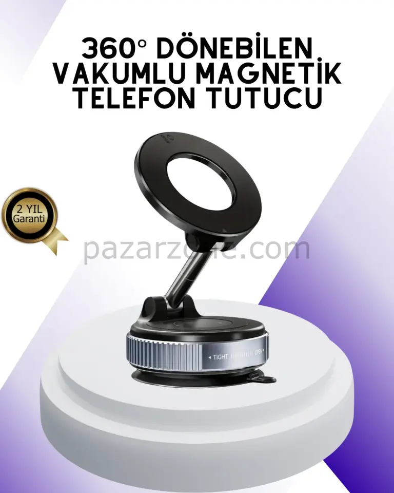 Manyetik Araç Telefon Tutucu 360 Derece Dönebilen Vakumlu Stand