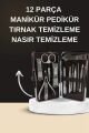 Elektrikli Manikür Pedikür Seti İkili Set 12 Parça Tırnak Bakımı Törpü Protez Çıkarma