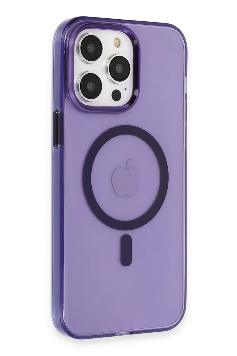 Newface Apple iPhone 14 Pro Kılıf Tron Şeffaf Magsafe Kapak - Derin Mor