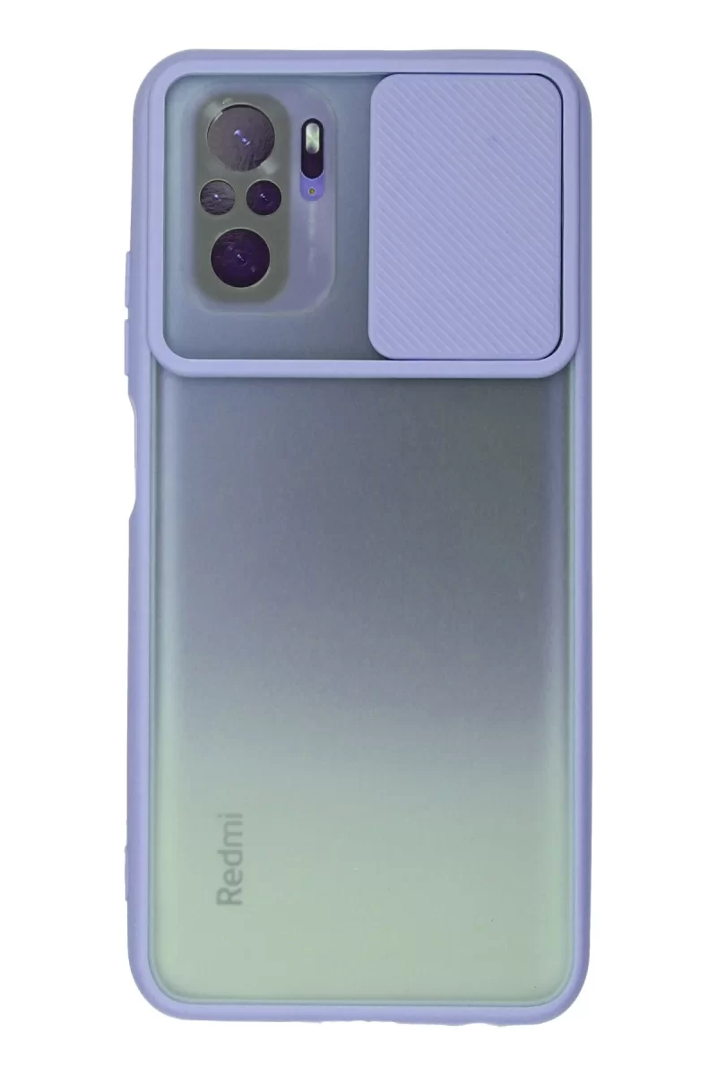 Newface Xiaomi Redmi Note 10 Kılıf Palm Buzlu Kamera Sürgülü Silikon - Lila