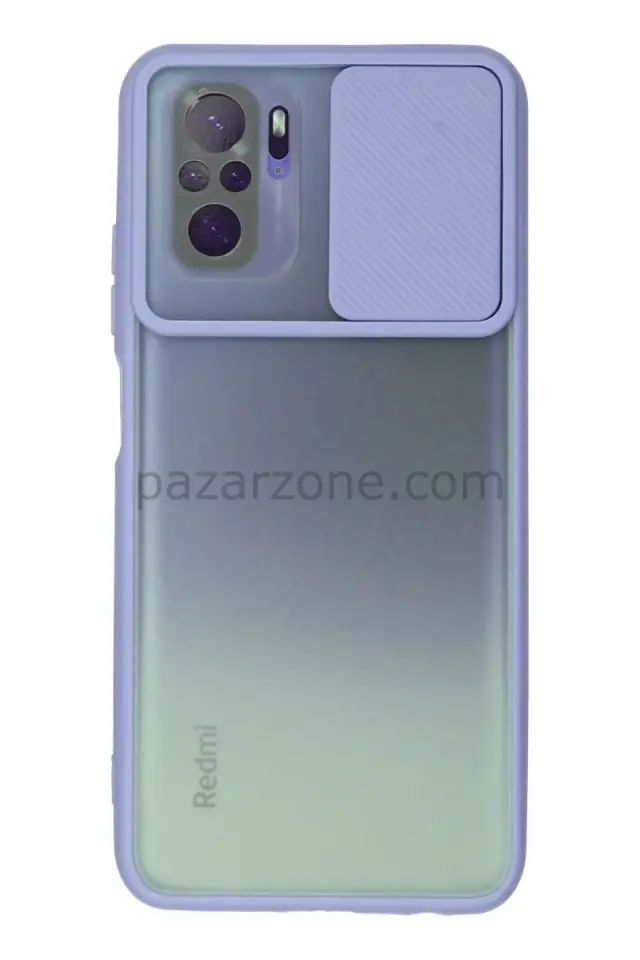 Newface Xiaomi Redmi Note 10 Kılıf Palm Buzlu Kamera Sürgülü Silikon - Lila