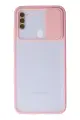 Newface Samsung Galaxy A11 Kılıf Palm Buzlu Kamera Sürgülü Silikon - Pembe