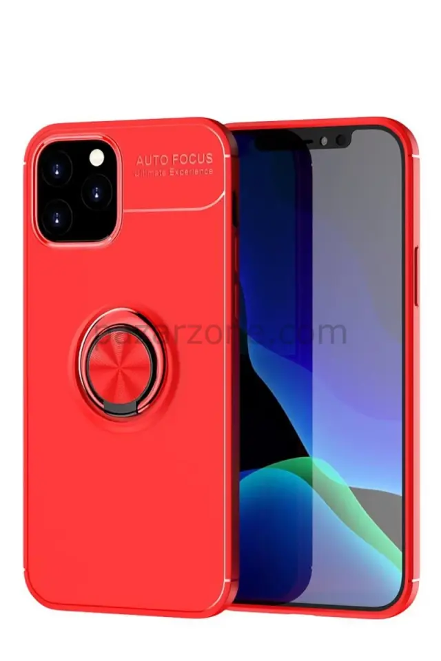 Newface Apple iPhone 12 Kılıf Range Yüzüklü Silikon - Kırmızı