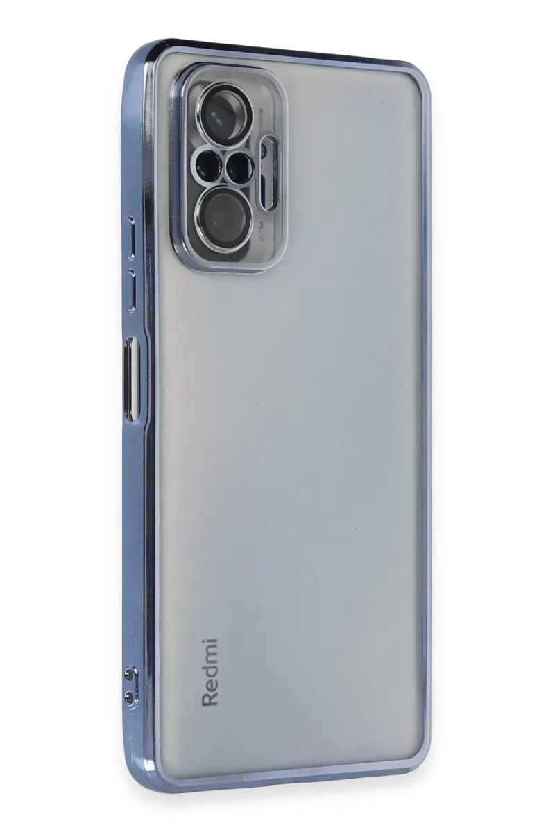 Newface Xiaomi Redmi Note 10 Pro Kılıf Razer Lensli Silikon - Açık Mavi