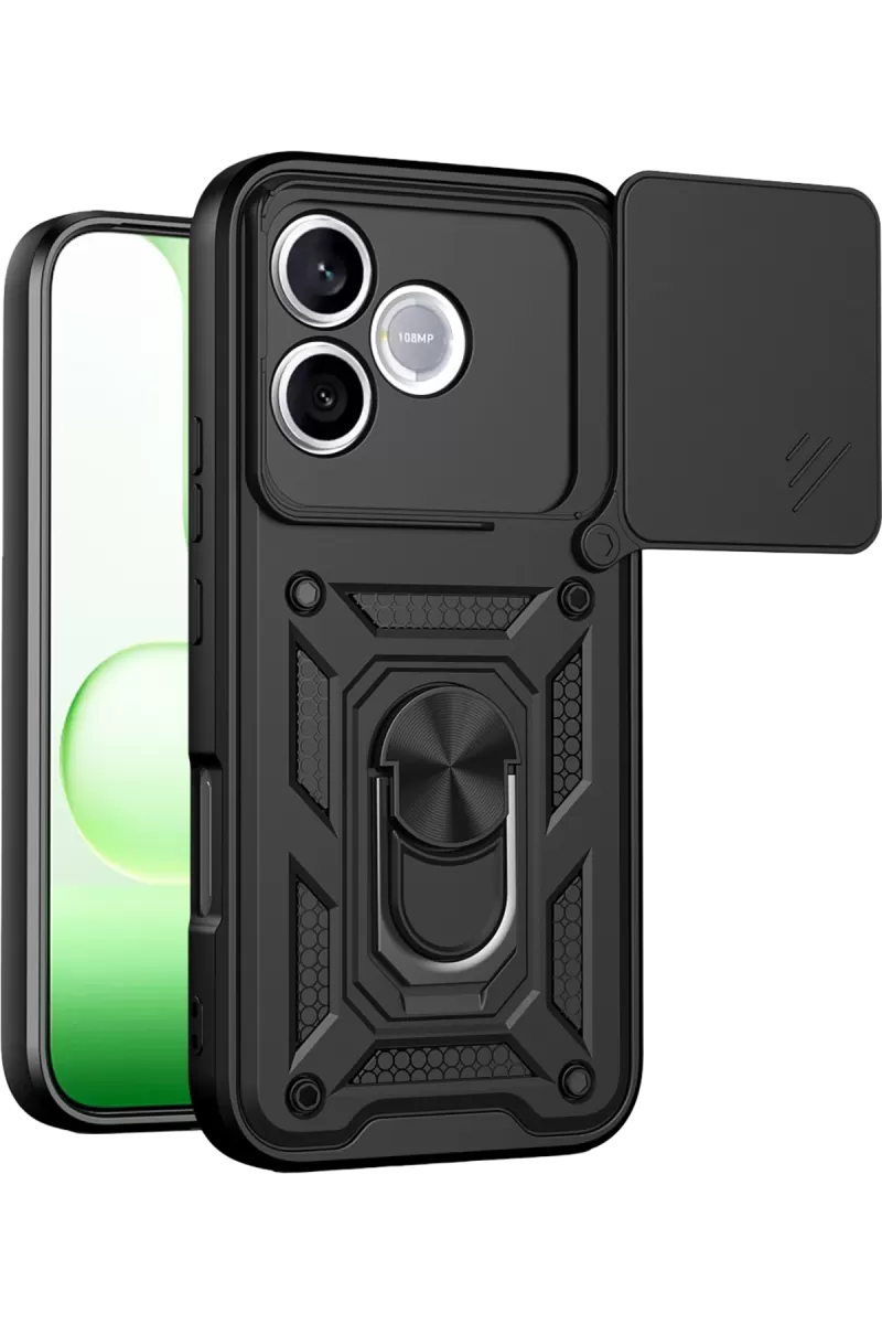 Newface Huawei Honor 600 Lite Pars Lens Yüzüklü Silikon - Siyah