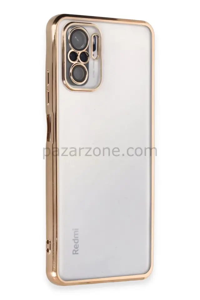 Newface Xiaomi Redmi Note 10 Kılıf Razer Lensli Silikon - Gold