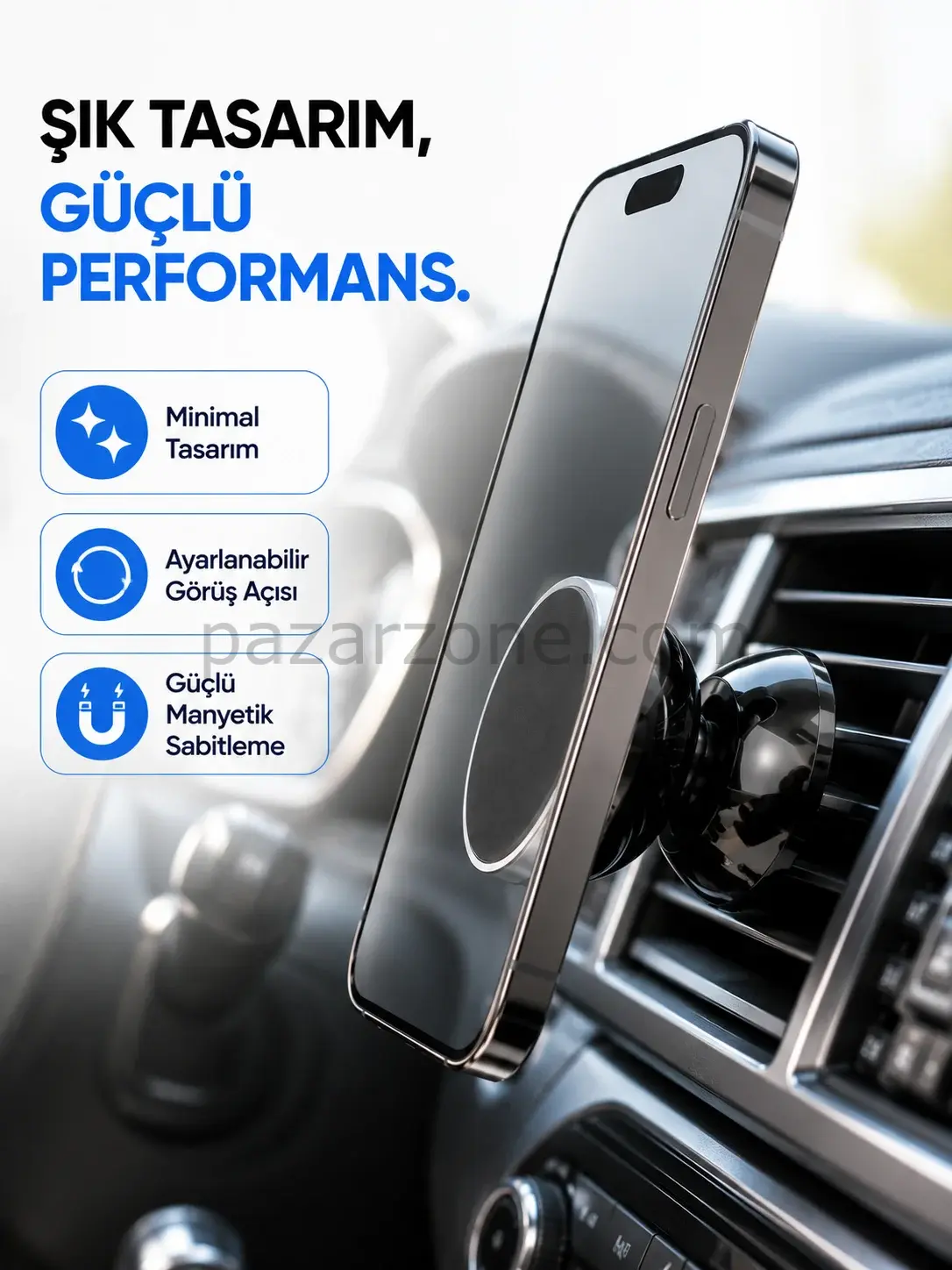 Manyetik Araç İçi Telefon Tutucu Güçlü Mıknatıslı