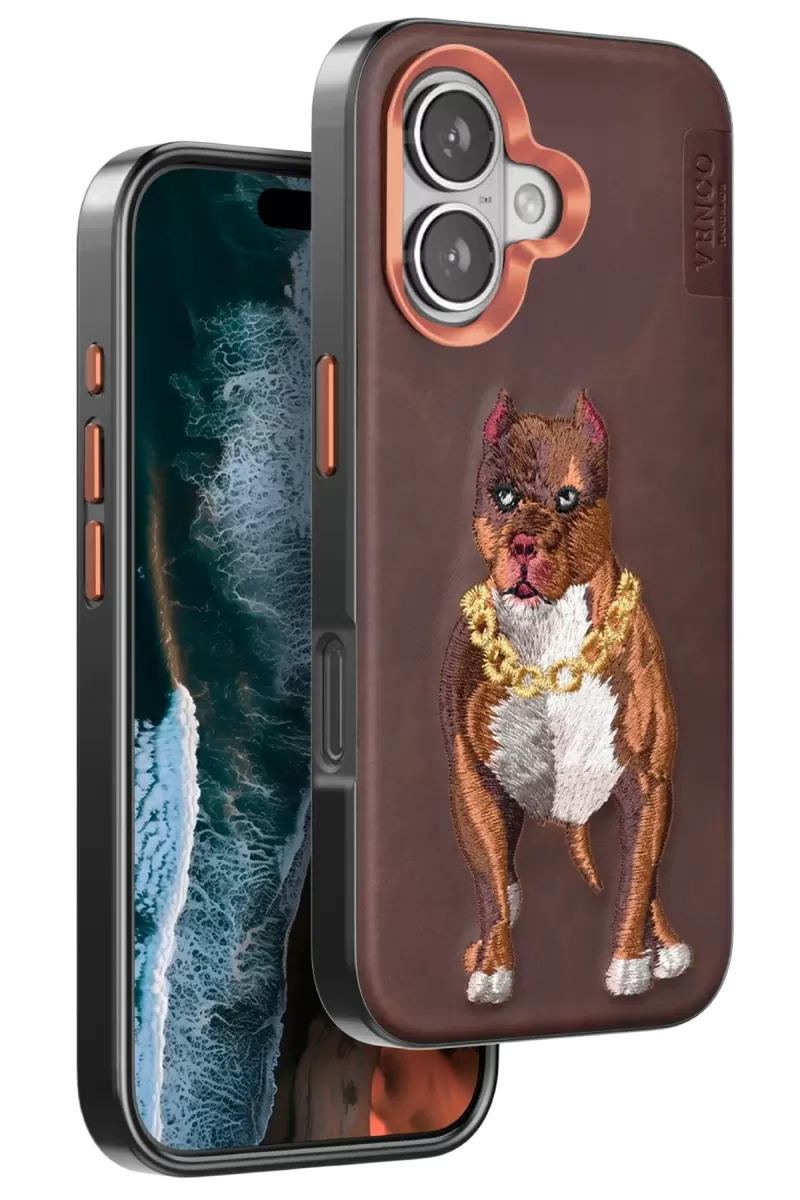 Venco Apple iPhone 16 Perma Desenli Kapak - Kahverengi