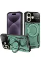 Newface Apple iPhone 16 Kılıf Joy Lens Standlı Kapak - Koyu Yeşil