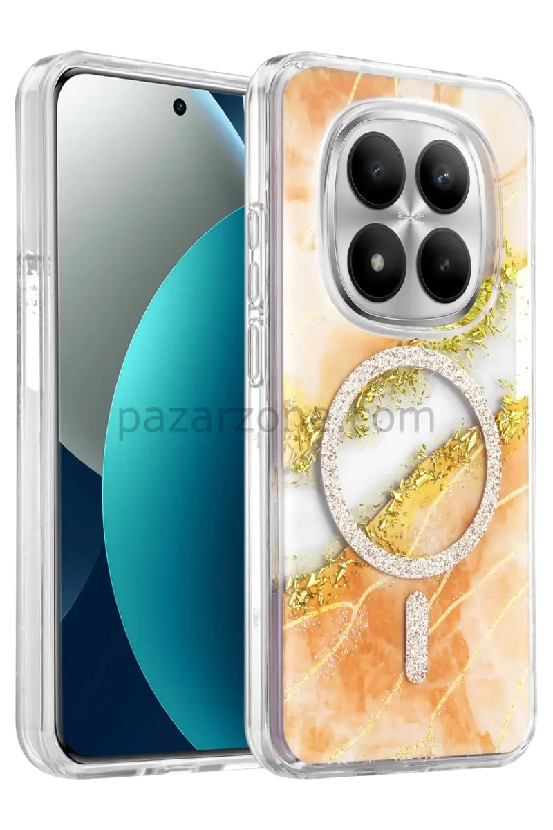 Onegif Xiaomi Redmi Note 15 4G Lotus Simli Magsafe Kapak - Turuncu