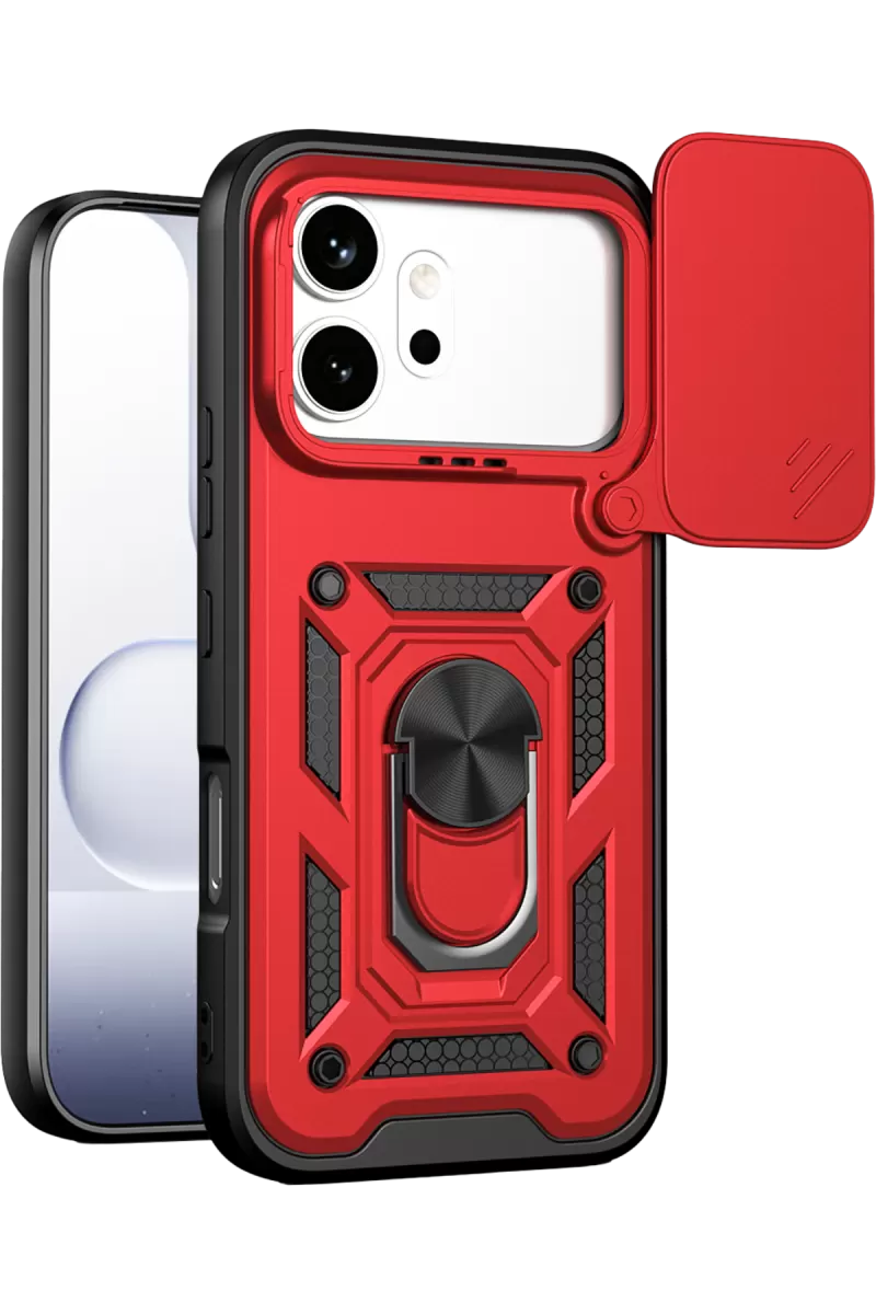 Newface Huawei Honor 600 Pars Lens Yüzüklü Silikon - Kırmızı