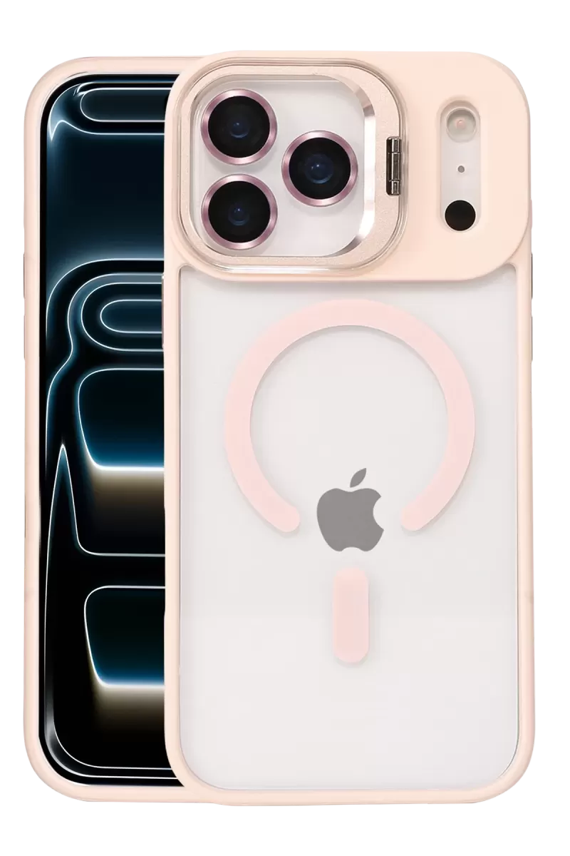 Joko Apple iPhone 17 Pro Max Remim Lensli Magsafe Standlı Kapak - Pembe