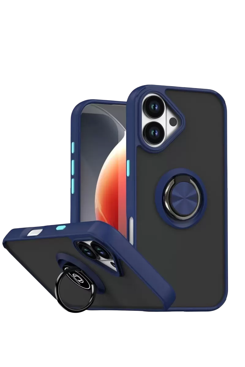 Newface Apple iPhone 17 Montreal Yüzüklü Silikon Kapak - Lacivert