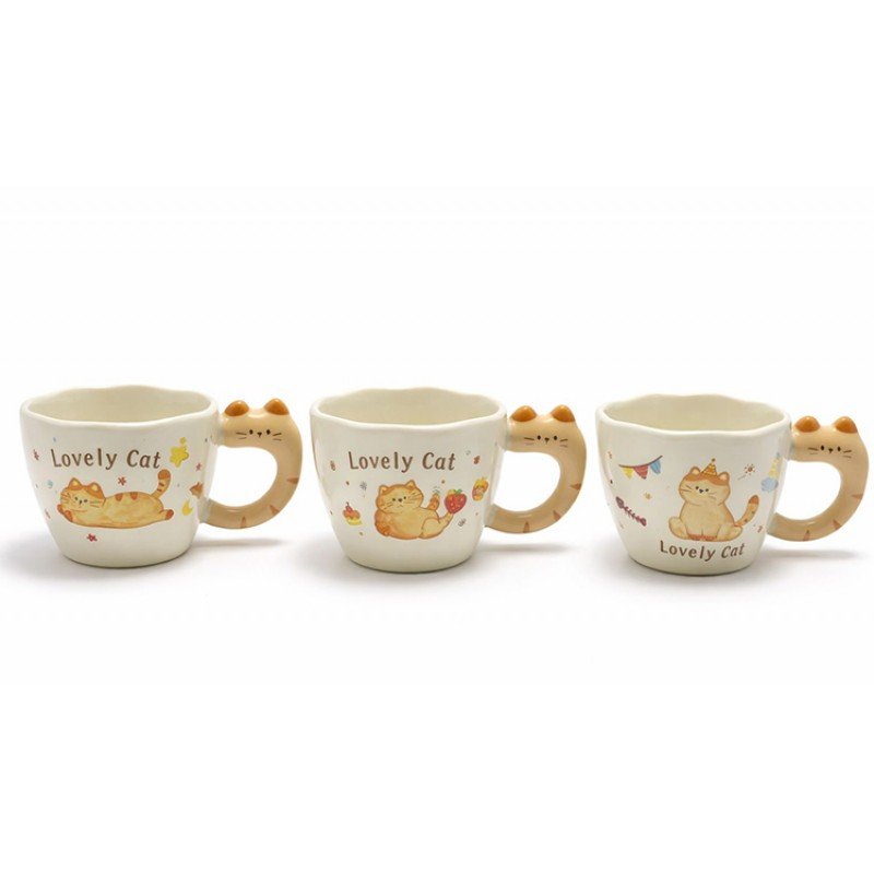 3D Kedi Kuyruk Detaylı Kupa Bardak