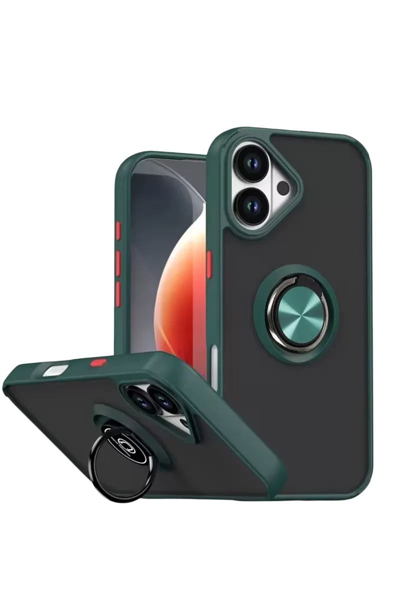 Newface Apple iPhone 17 Montreal Yüzüklü Silikon Kapak - Yeşil