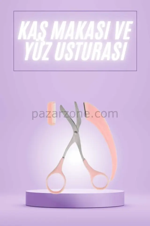 Taraklı Kaş Makası ve Ustura Seti Kaş Düzeltme Makası Kaş Bıyık Alma Aleti