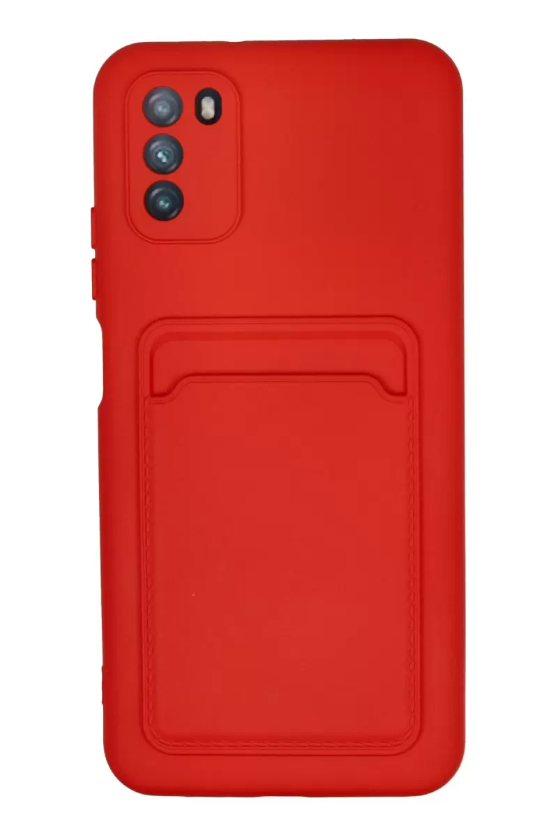 Newface Xiaomi Pocophone M3 Kılıf Kelvin Kartvizitli Silikon - Kırmızı