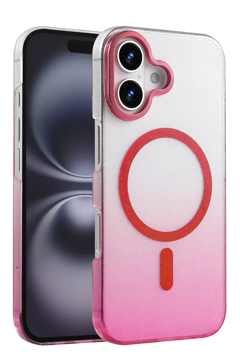 Newface Apple iPhone 16 Glossy Magsafe Kapak - Pembe