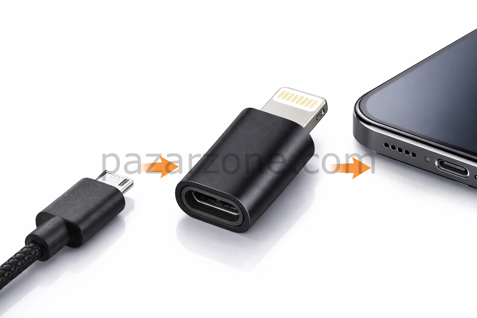 İphone 13 Mini Uyumlu Android Micro Usb Şarj Kablosunu İphone Lightning E Çevirici