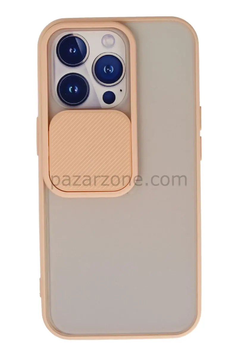Newface Apple iPhone 13 Pro Kılıf Palm Buzlu Kamera Sürgülü Silikon - Pembe