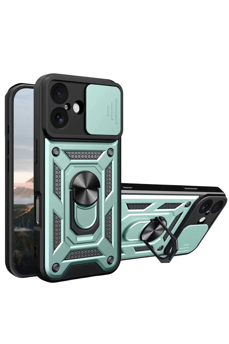 Newface Apple iPhone 17 Pars Lens Yüzüklü Silikon - Yeşil
